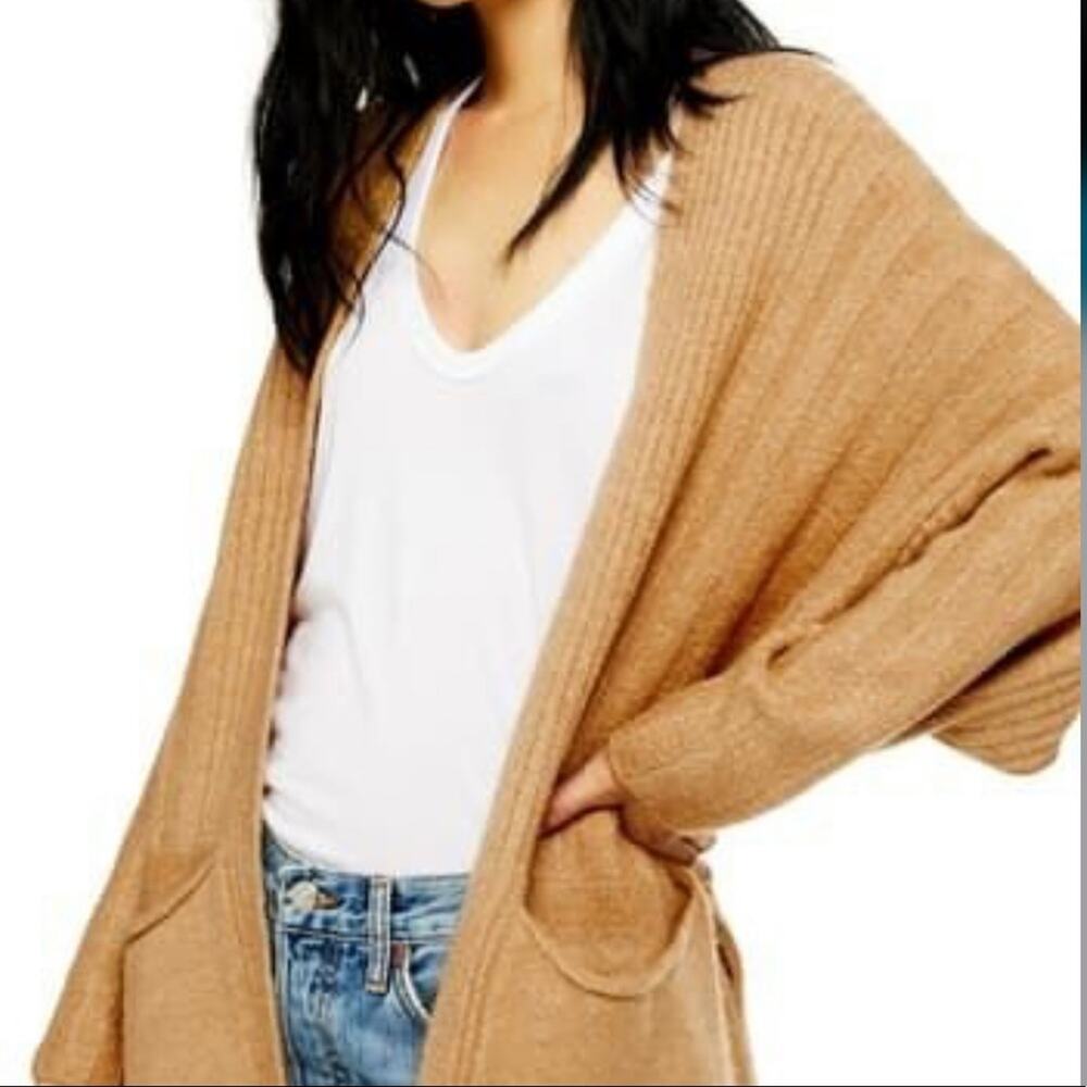 Topshop NEW Long Open Front Cardigan pockets Large